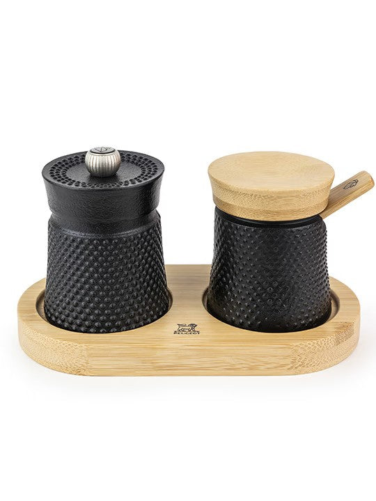 Bali cast iron black pepper mill with salt cellar (C31062) - 1 x 1 unit