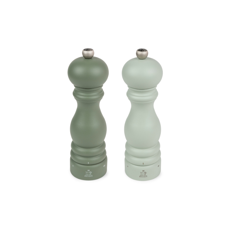 Coffret duo Moulin à Poivre et Sel 20 cm Paris Vert Fougère et Sauge
