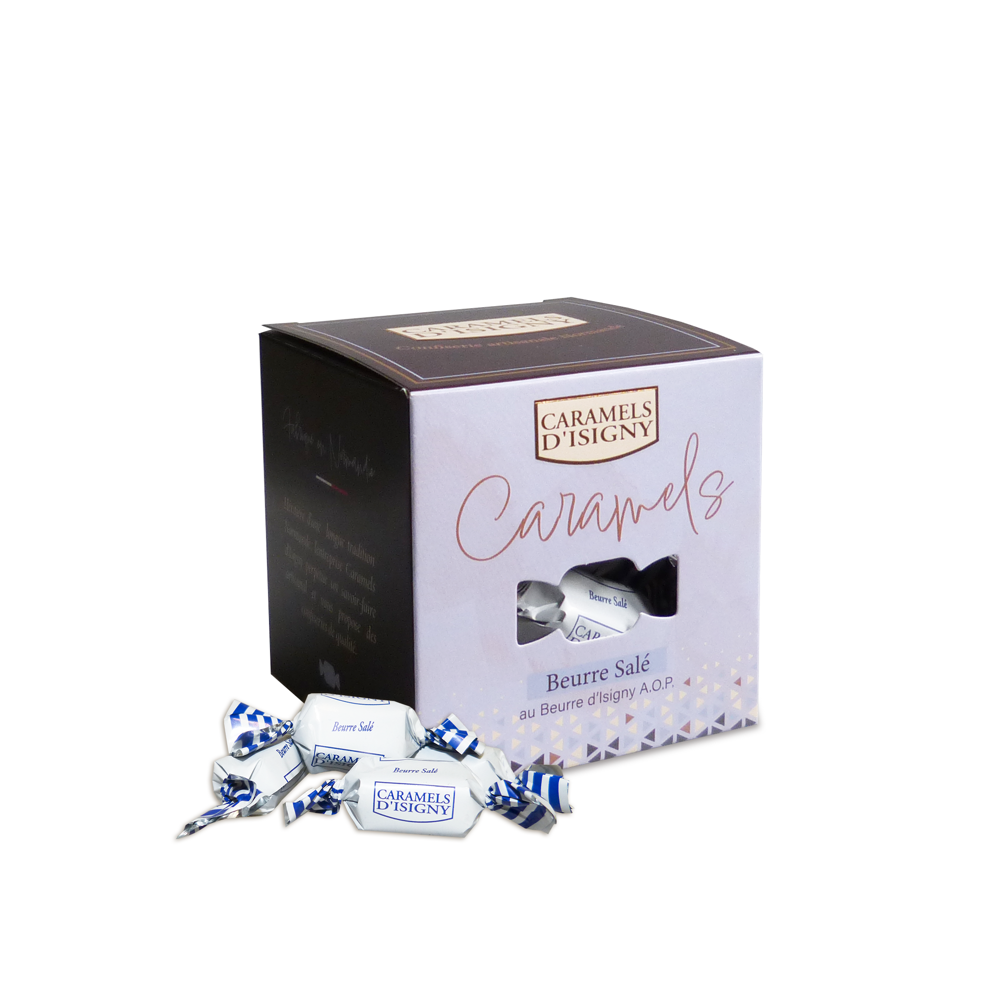 Boite cube caramel d'Isigny au beurre salé - 100g