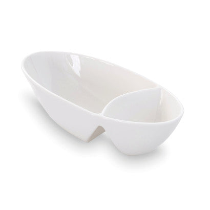 Coupe 2 compartiments - Porcelaine 19x9 cm ( E23205 ) (1 X 1 unité )