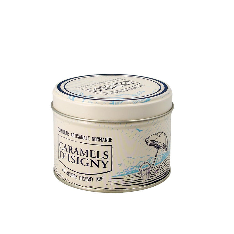 Caramel d'Isigny au beurre salé, boite fer ronde bleue - 100g