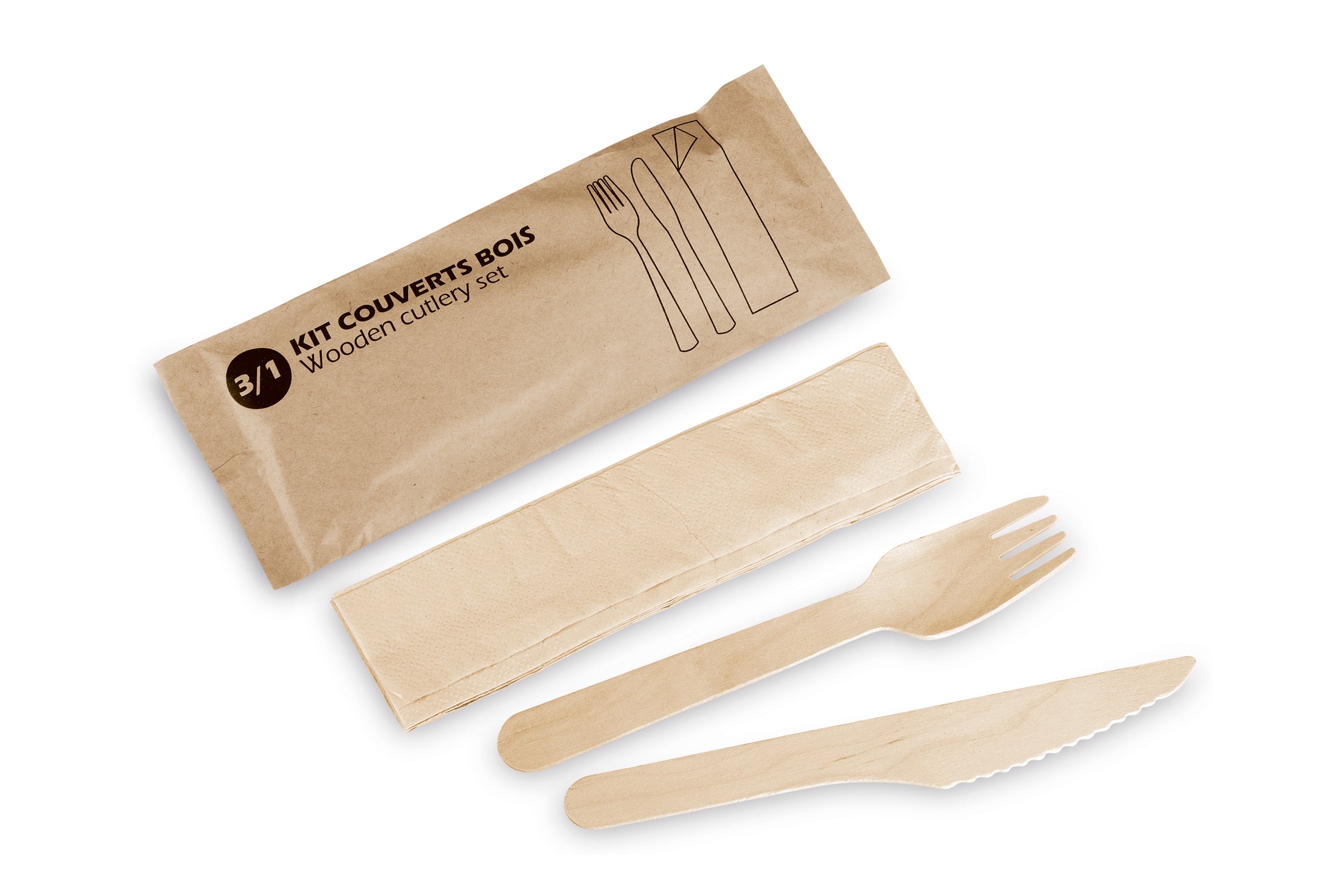 Cutlery set 3/1 - Wood ( 153188 ) (5 X 100 units )