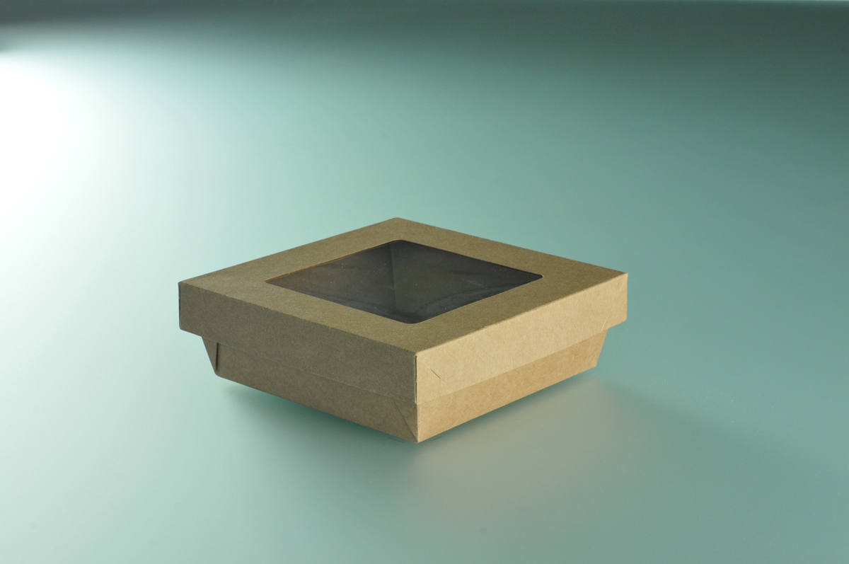 Boîte à salade - Kraft brun 14x14x5 cm  ( 153154 ) (10 X 50 unités )