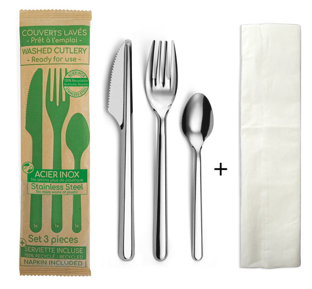 Kit couverts 3 pièces - Leaves ( 002084 ) (1 X 50 unités )