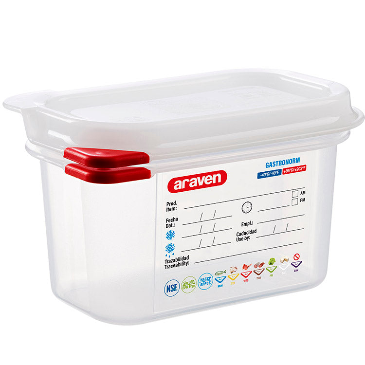 Bac hermétique GN1/9- Hauteur 100 mm - Polypropylène ( 631418 ) (1 X 1 unité )