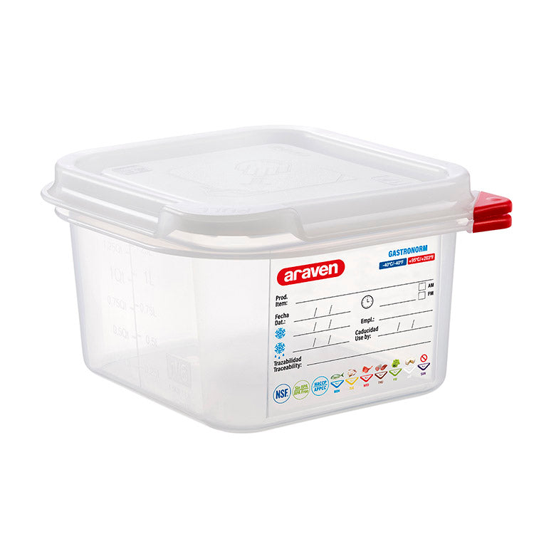Bac hermétique GN1/6- Hauteur 100 mm - Polypropylène ( 631424 ) (1 X 1 unité )