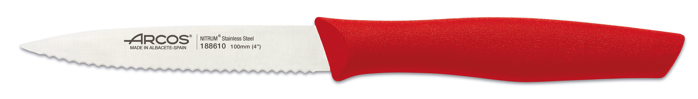 Couteau office cranté rouge 10 cm - Spécial tomate ( 096494 ) (1 X 1 unité )
