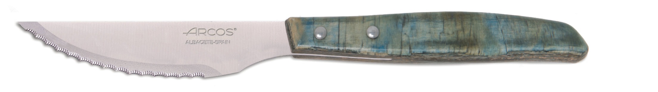 Couteau steak vert bleuté - Manche bois bakelisé ( 096331 ) (12 X 1 unité )