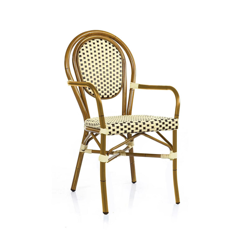 009053 - fauteuil bamboo chocolat et creme (1 x 1 unité )