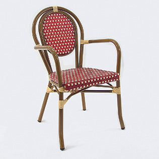 009037 - fauteuil bamboo rouge et creme (1 x 1 unité )