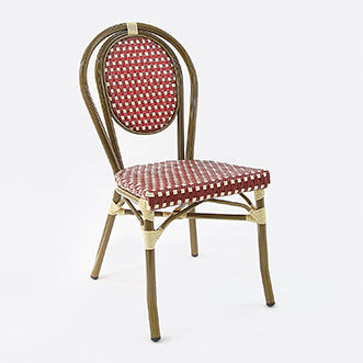 009035 - chaise bamboo rouge et creme (1 x 1 unité )