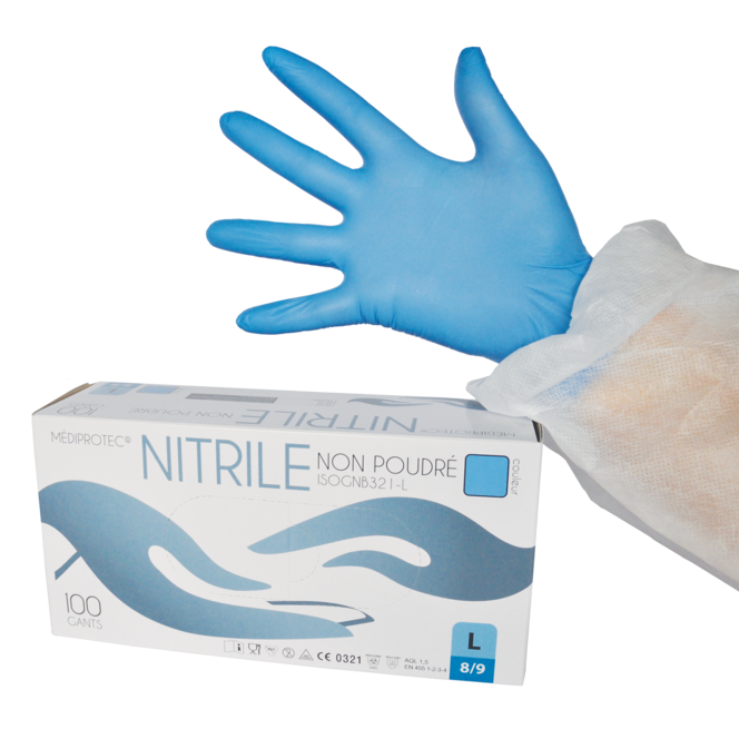 gant nitrile non poudre bleu t:s ( 340574 ) (10 X 100 unités )