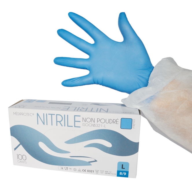 340550 - gant nitrile bleu non poudre t s (10 x 100 unités )