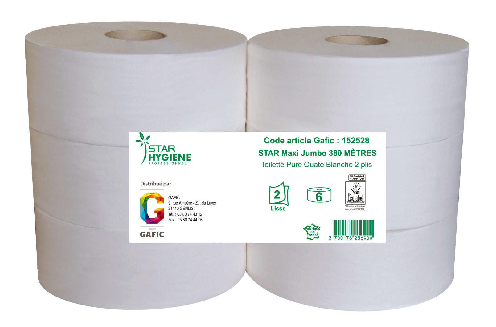 Papier toilette - 2 plis - Star Jumbo ( 152528 ) (1 X 6 unités )