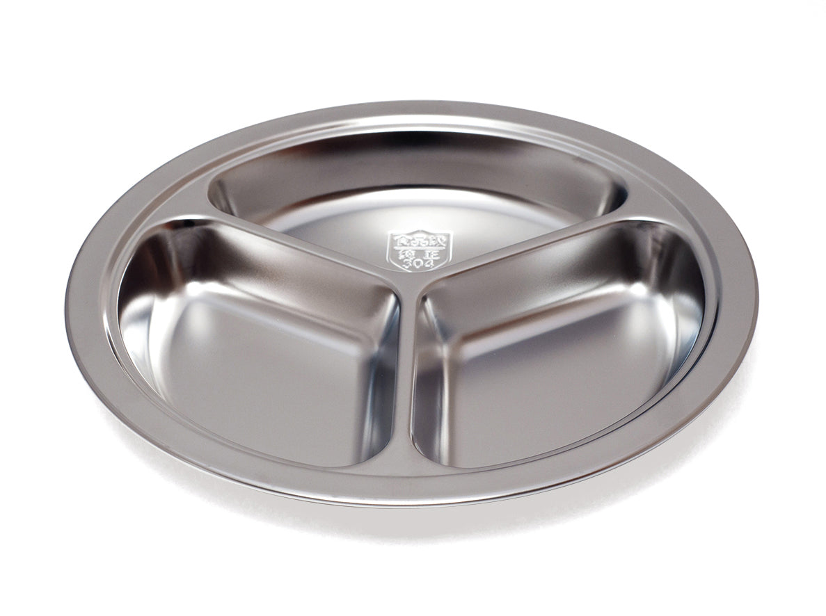 Assiette 3 compartiments ø 24x3 cm - Inox ( 519395 ) (6 X 1 unité )
