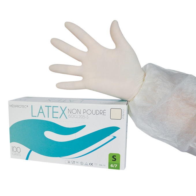 Gant latex non poudré - Blanc - Taille S ( 345558 ) (10 X 100 unités )