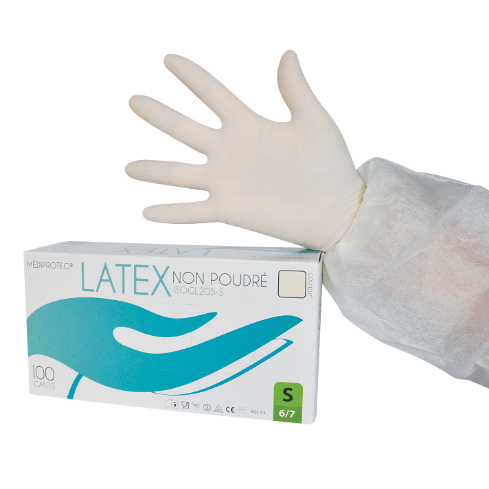 Gant latex non poudré - Blanc - Taille M ( 345559 ) (10 X 100 unités )