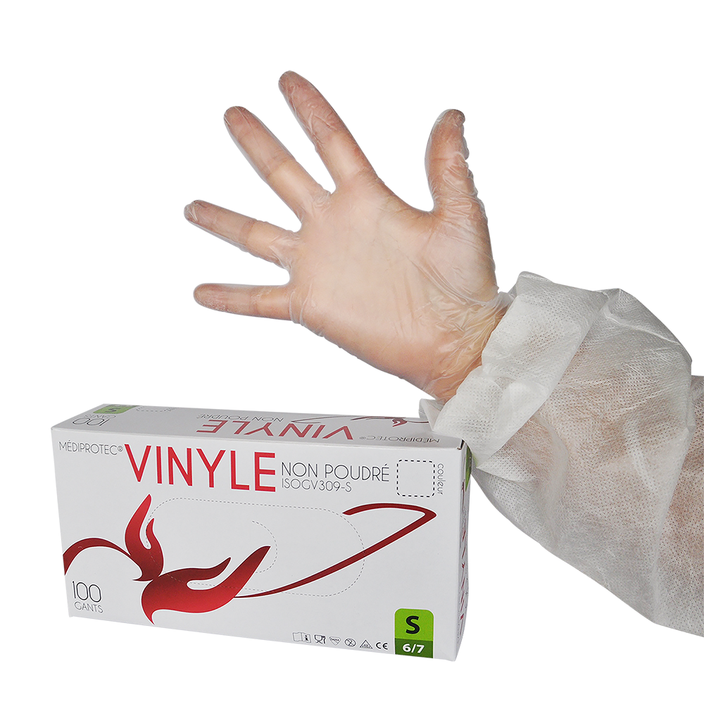 Gant vinyle non poudré - Blanc - Taille L ( 340572 ) (10 X 100 unités )