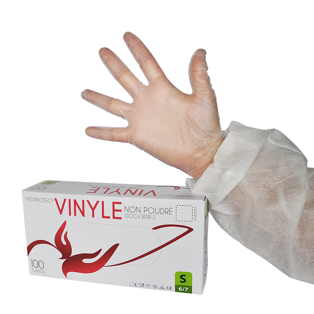 Gant vinyle non poudré - Blanc - Taille M ( 340571 ) (10 X 100 unités )