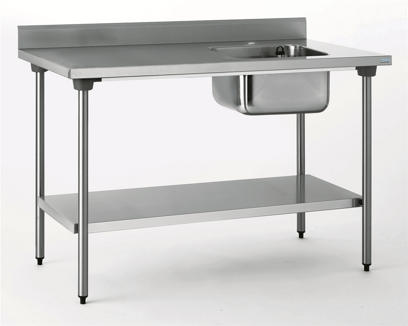Table adossée - Bac droite + étagère 1400x700x900mm (1 X 1 unité )