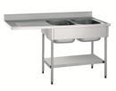 Plonge - 2 bacs 400x500 mm - Avec étagère (1 X 1 unité )