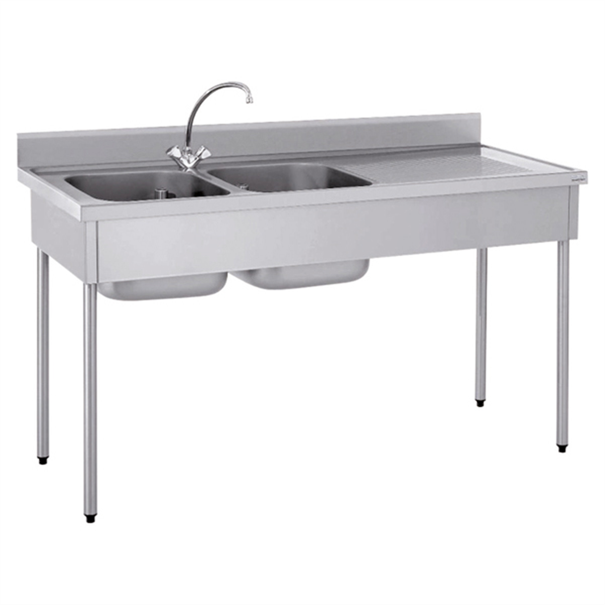 Table - 2 bowls 600x600 mm - With shelf ( 525683 ) (1 X 1 unit )