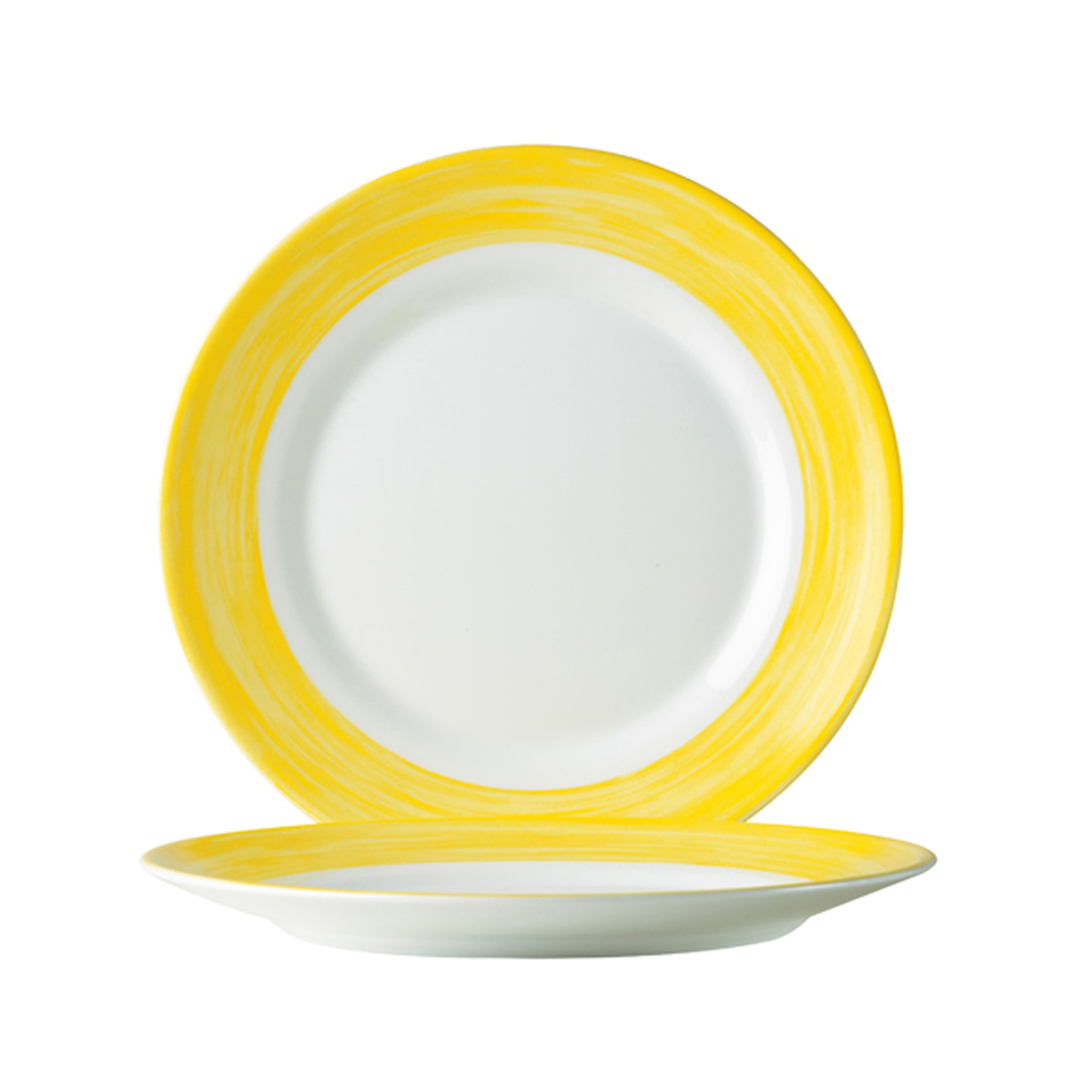 Assiette plate-Verre trempé ø19,5cm-Jaune- Brush ( 066676 ) (6 X 1 unité )