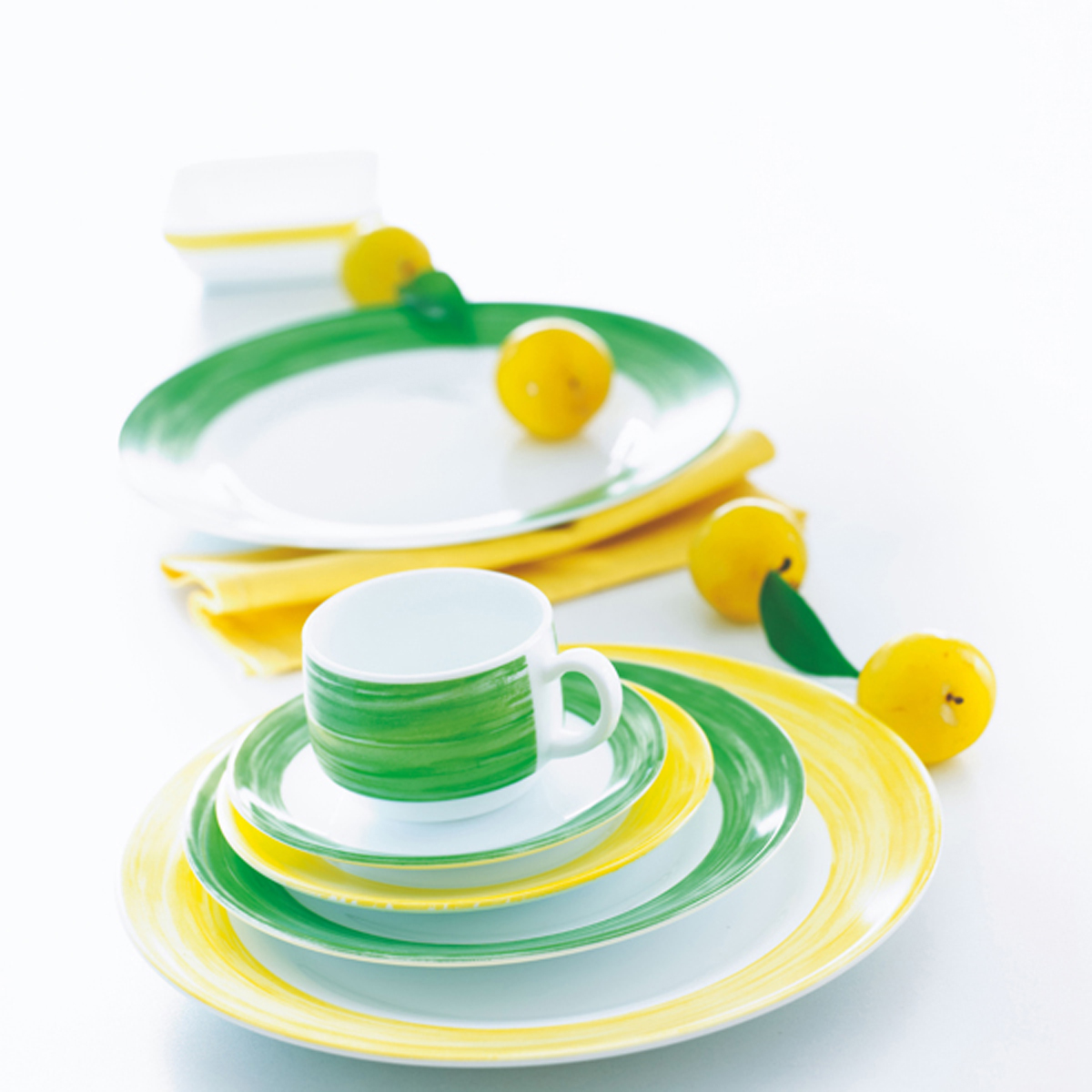 Assiette creuse-Verre trempé ø22,5cm-Vert- Brush ( 066699 ) (6 X 1 unité )