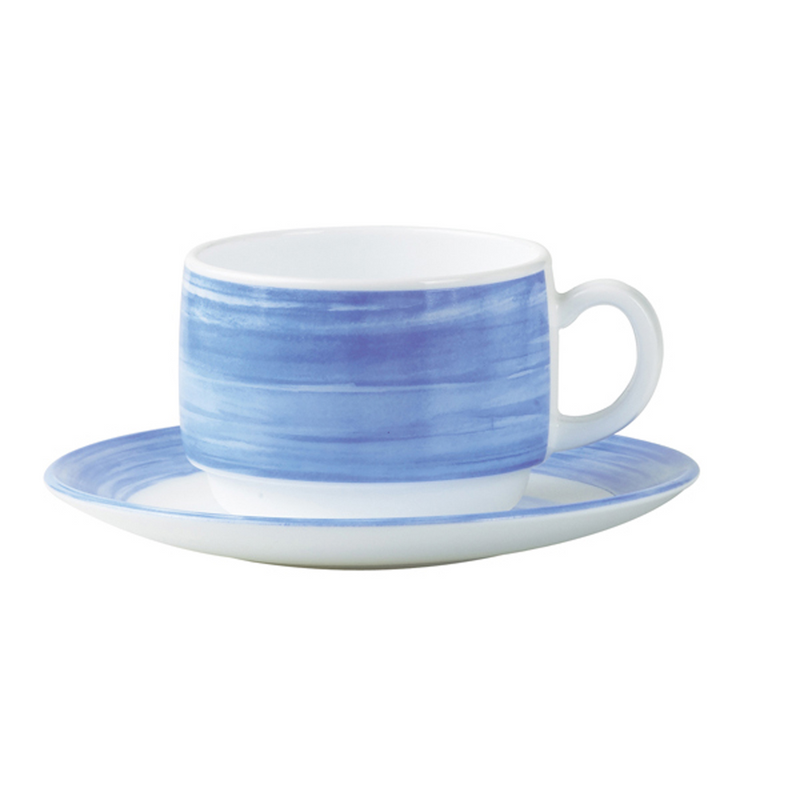 903097 - sous tasse à café verre trempé restaurant brush bleu 14cm (12 x 1 unité )