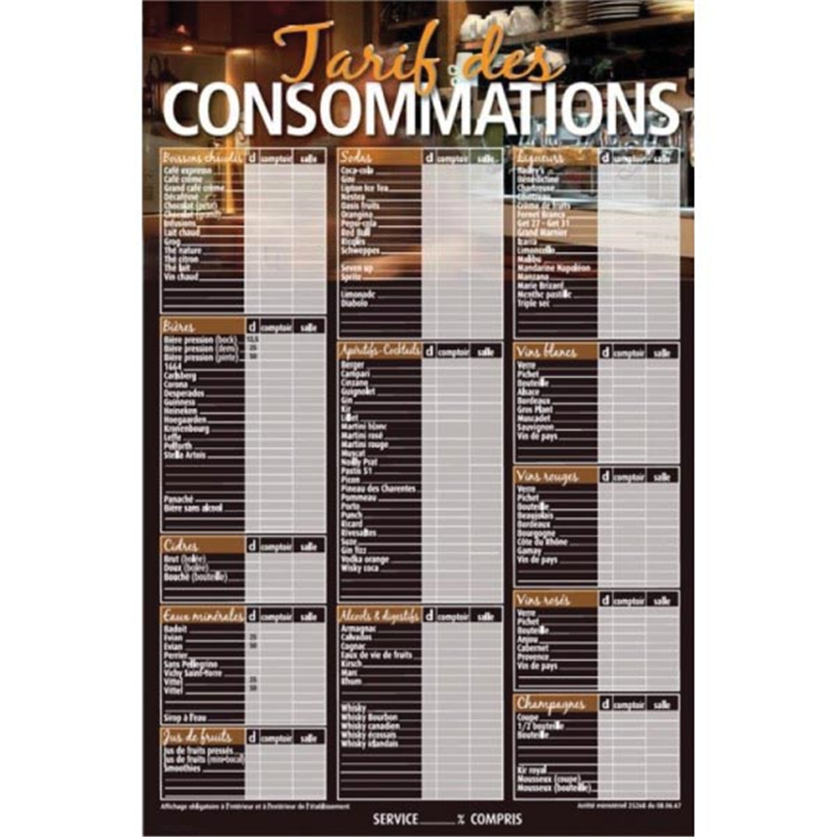 Consumption rate chart 44x66 cm (630154) (1 X 1 unit)