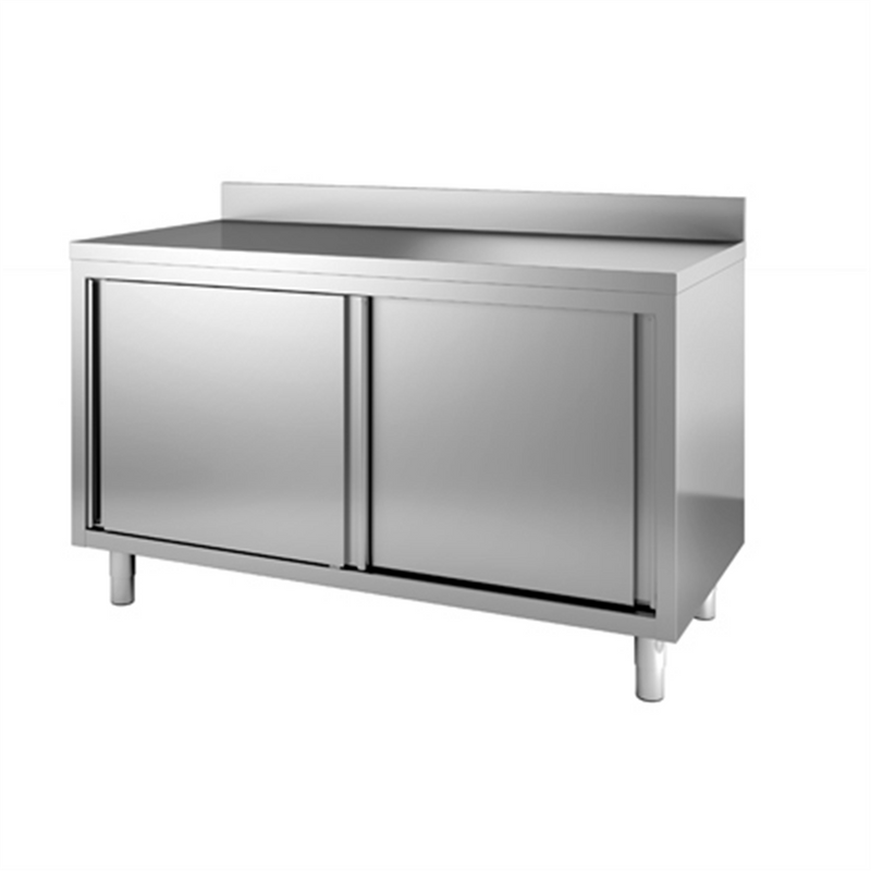 Meuble bas neutre adossé 1400x700x850/900 mm - Inox