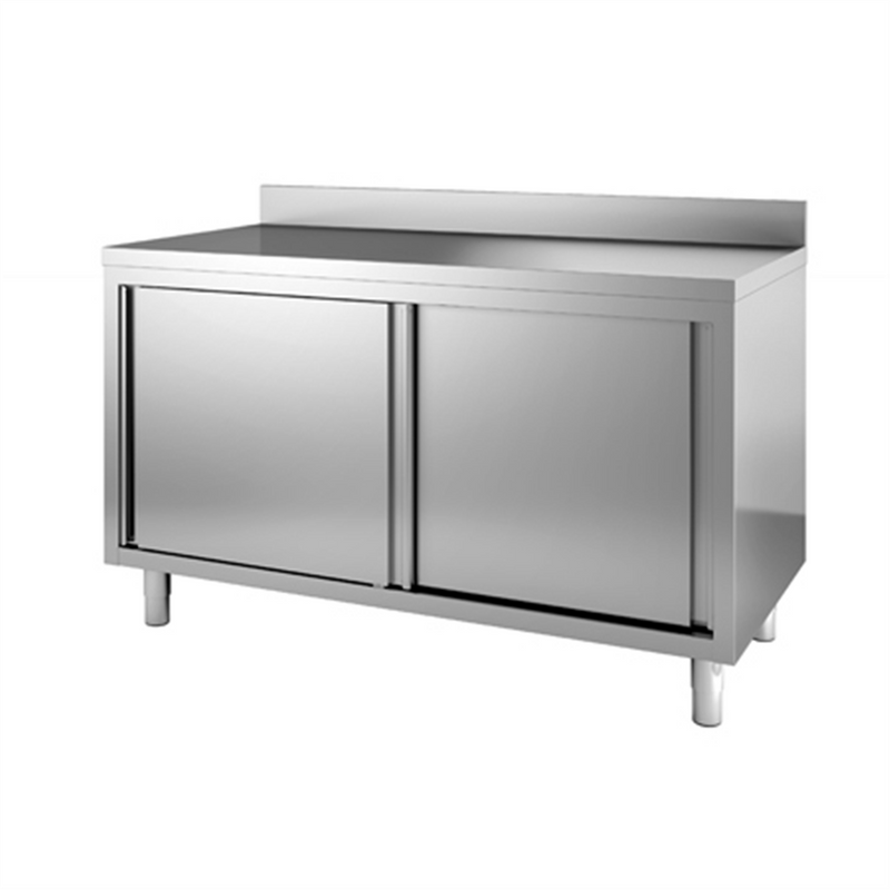 Meuble bas neutre adossé 1600x700x850/900 mm - Inox