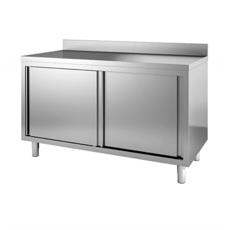 Meuble bas neutre adossé 1800x700x850/900 mm - Inox