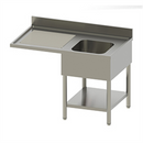 Plonge + étagère -Bac (droite) 1200x700x850/900mm (1 X 1 unité )