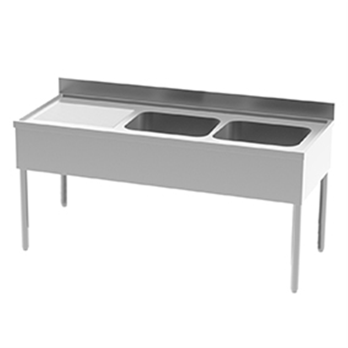 Sink unit, 2 bowls + right drainer 1600x700x850/900mm (818015) (1 X 1 unit)