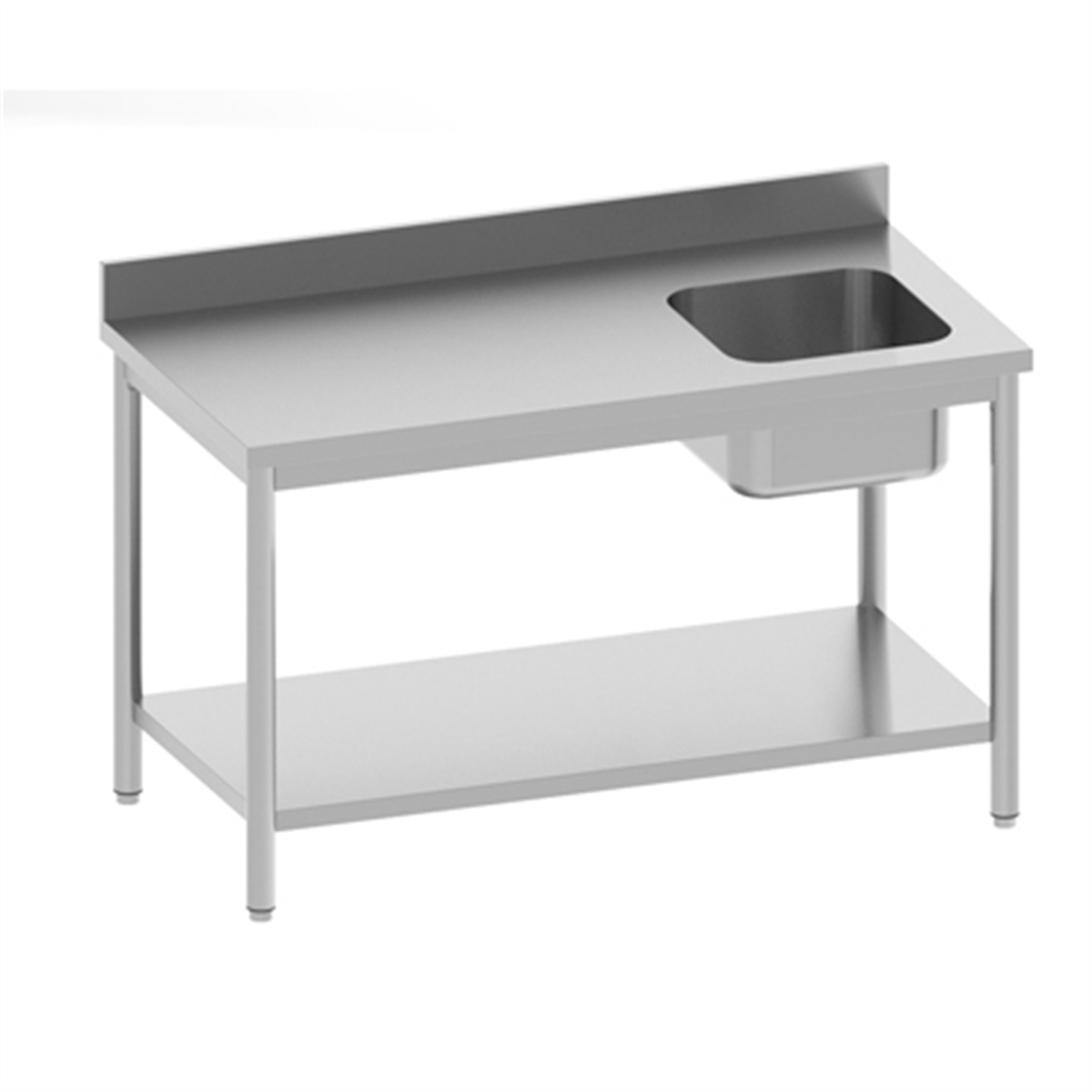 Chef's table with undershelf - 1 right-hand sink (818004) (1 X 1 unit)