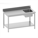 Table de chef adossée avec étagère - 1 bac droite (1 X 1 unité ) - 818006