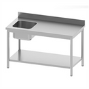 Table de chef adossée avec étagère - 1 bac gauche (1 X 1 unité ) - 818007