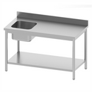 Table de chef adossée avec étagère - 1 bac gauche (1 X 1 unité ) - 818009