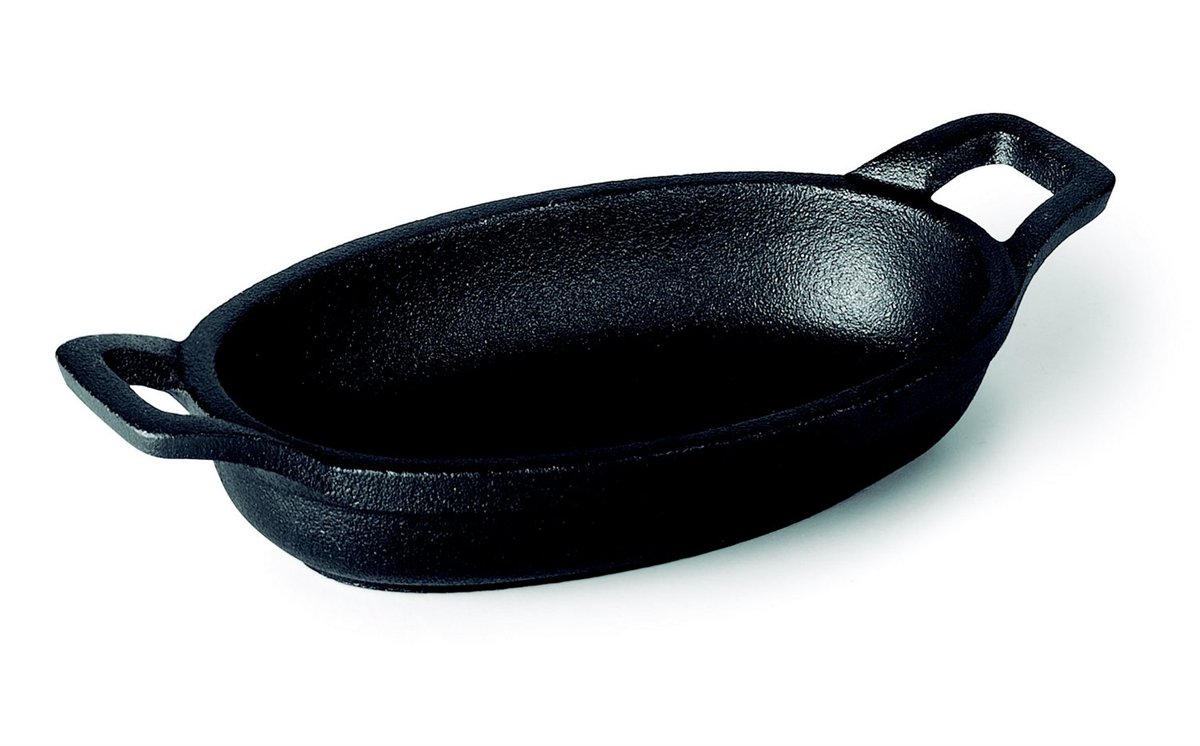 Oval magma dish 21.7x15 cm - raw cast steel ( 911381 ) (1 X 1 unit )