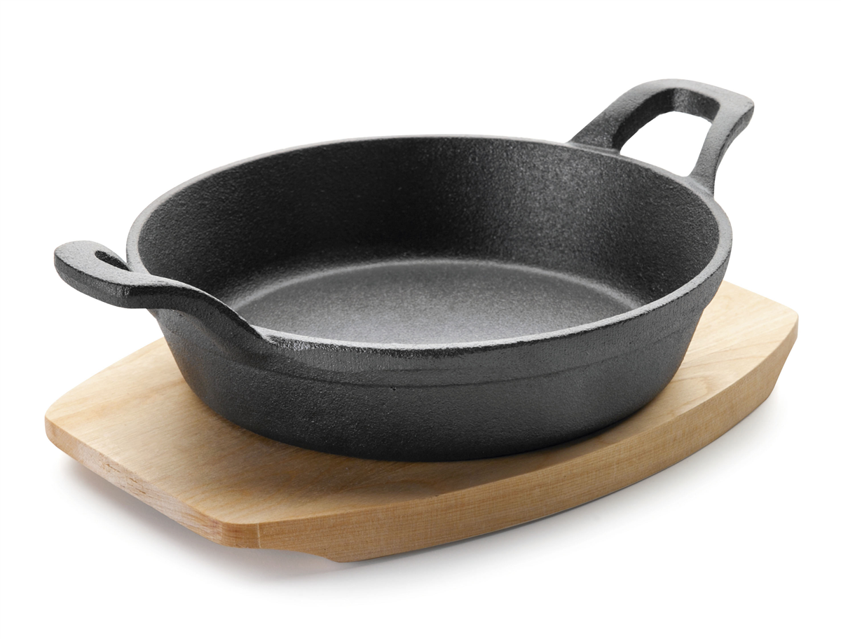 Round lava dish 15 cm + wooden tray (911357) (1 X 1 unit)
