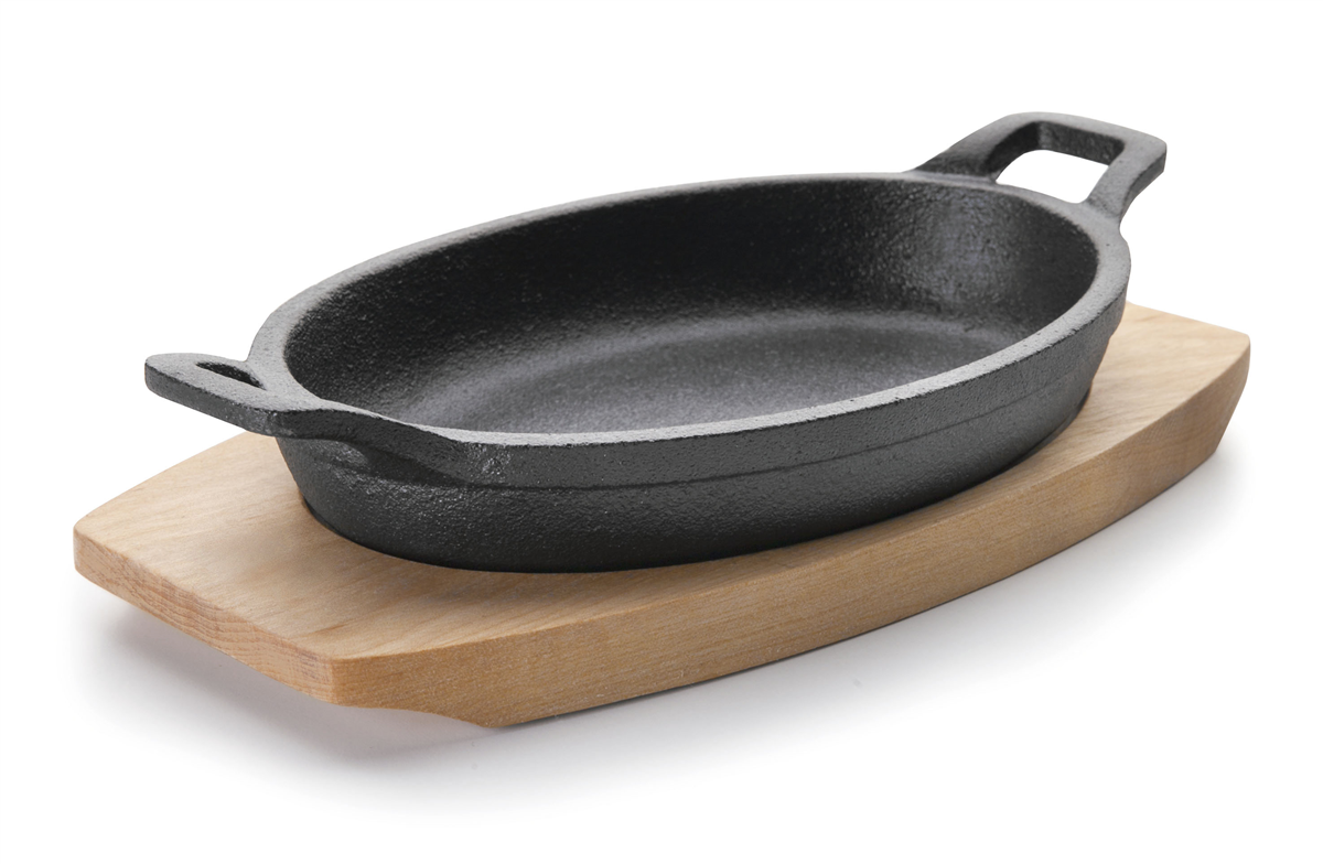 Magma oval dish 17x12 cm + wooden tray (911359) (1 X 1 unit)
