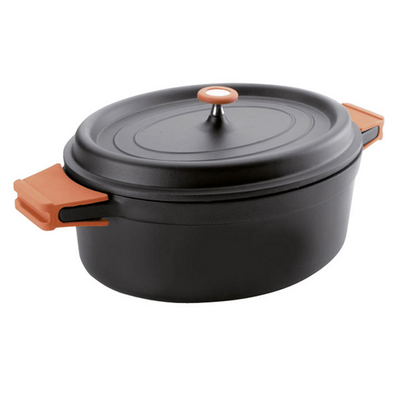 Cocotte ovale 6,3 L - Fonte aluminium noir 31x25 cm