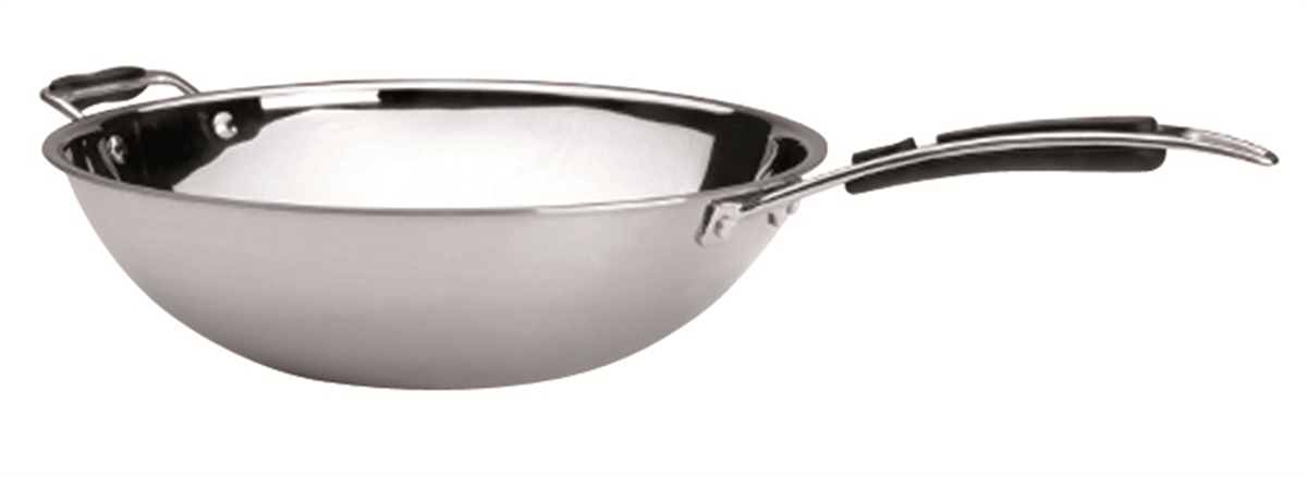 Wok pan ø 36 cm - 5.5 L - Stainless steel - Tri-ply (097253) (1 X 1 unit)