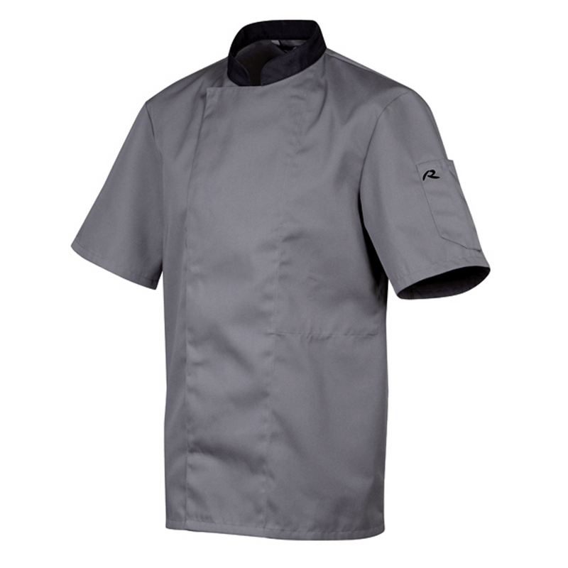 909101 - veste de cuisine 100% coton gris manches courtes saga (1 x 1 unité )