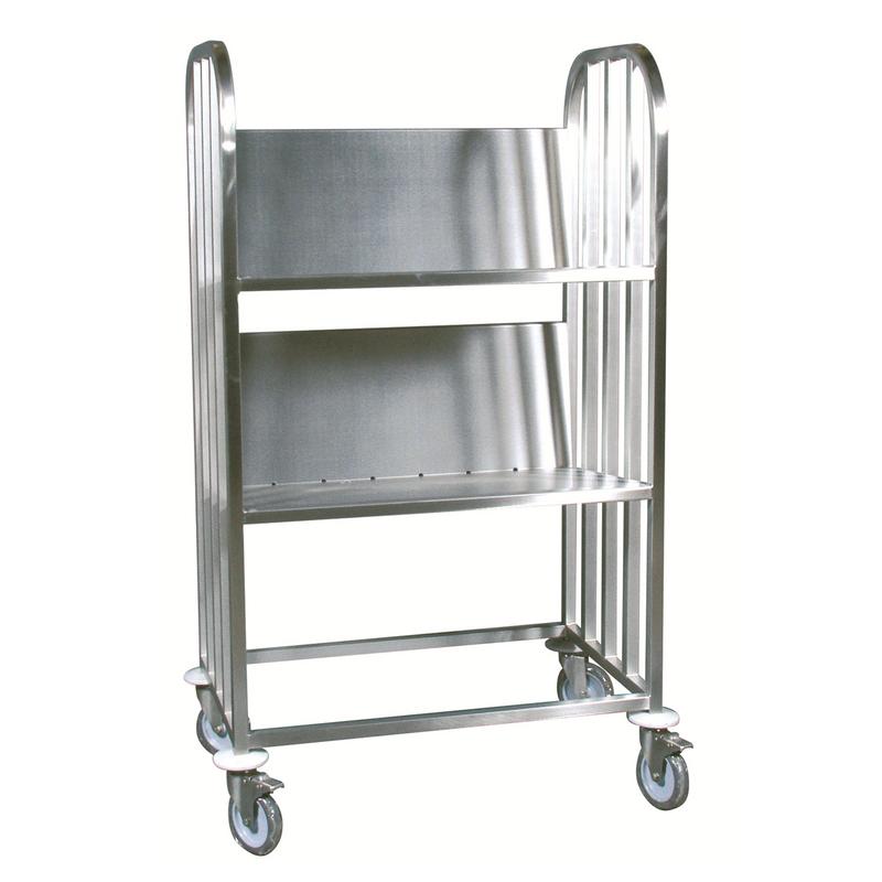 000153 - chariot à vaisselle / plateaux inox 2 niveaux (1 x 1 unité )