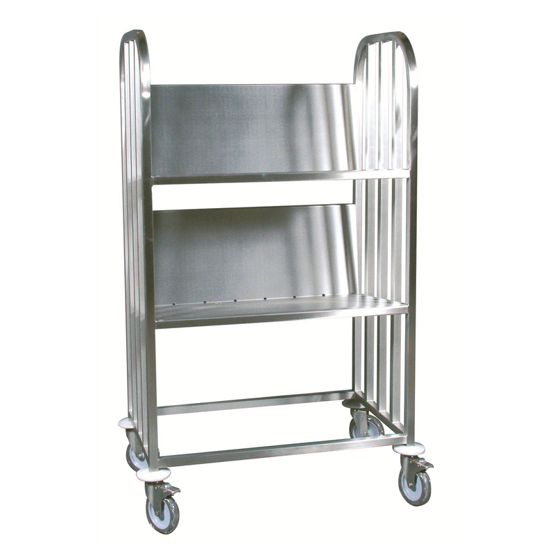 000154 - chariot à vaisselle / plateaux inox 3 niveaux (1 x 1 unité )