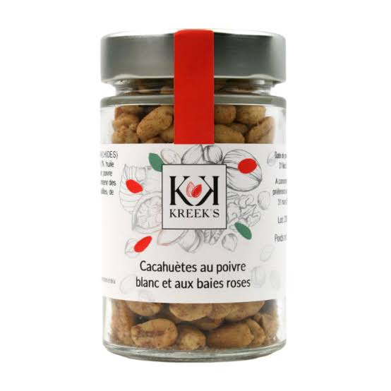 Cacahuètes au poivre blanc et aux baies roses - 100g